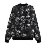 Bomber Jacket Shiny Silver Skulls