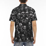 Men's Polo Shirt Shiny Silver Skulls