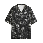 Hawaiian Shirt Shiny Silver Skulls