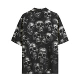 Hawaiian Shirt Shiny Silver Skulls