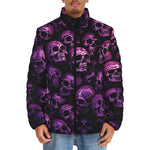 Down-Padded Puffer Jacket Pink and Black Skulls