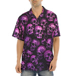 Hawaiian Shirt Pink and Black Skulls