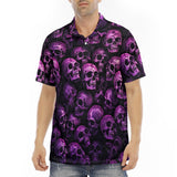 Men's Polo Shirt Pink and Black Skulls