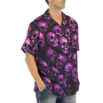 Hawaiian Shirt Pink and Black Skulls