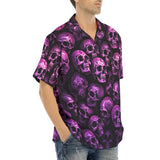 Hawaiian Shirt Pink and Black Skulls