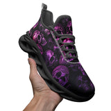 Sports Sneakers Pink and Black Skulls