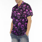 Men's Polo Shirt Pink and Black Skulls