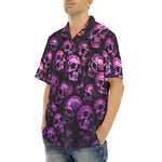 Hawaiian Shirt Pink and Black Skulls