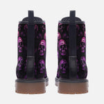 Leather Boots Pink and Black Skulls