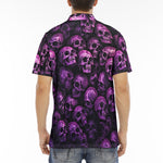 Men's Polo Shirt Pink and Black Skulls