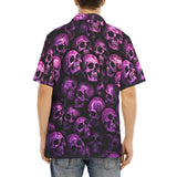 Hawaiian Shirt Pink and Black Skulls