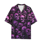 Hawaiian Shirt Pink and Black Skulls