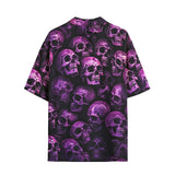 Hawaiian Shirt Pink and Black Skulls