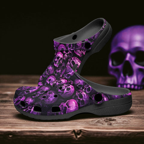 Classic Clogs Pink and Black Skulls