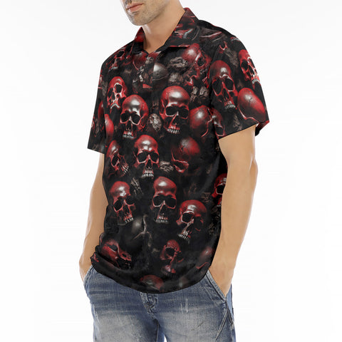 Men's Polo Shirt Red Skulls Background