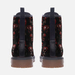 Leather Boots Red Skulls Background
