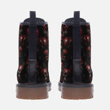 Leather Boots Red Skulls Background