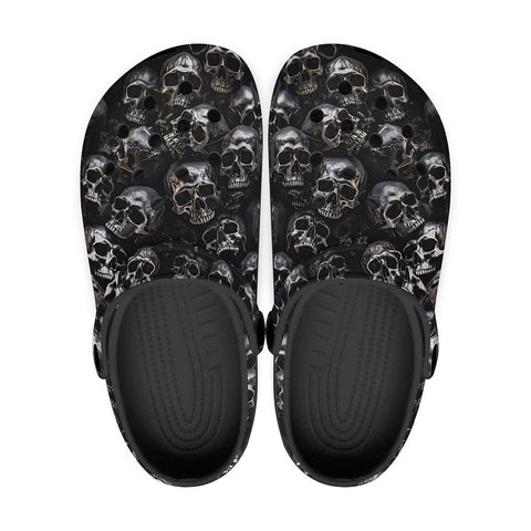 Classic Clogs Silver Skulls Art