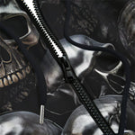 Men's Zip Up Hoodie Silver Skulls Art