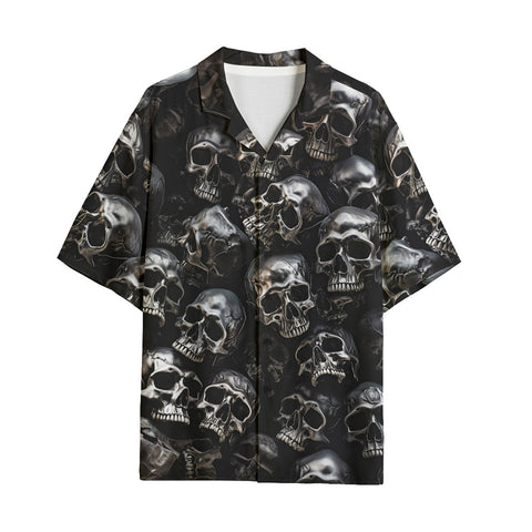 Hawaiian Shirt Silver Skulls Art