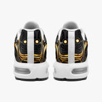 Air Cushion Sneakers Black and Gold Metal Biomechanical