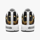 Air Cushion Sneakers Black and Gold Metal Biomechanical