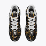 Air Cushion Sneakers Black and Gold Metal Biomechanical