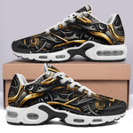 Air Cushion Sneakers Black and Gold Metal Biomechanical