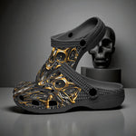 Classic Clogs Black and Gold Metal Biomechanical