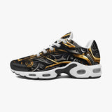 Air Cushion Sneakers Black and Gold Metal Biomechanical