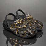 Classic Clogs Black and Gold Metal Biomechanical