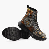 Casual Leather Chunky Boots Steampunk Art