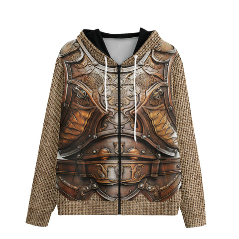 Men's Zip Up Hoodie Steampunk Body Armour with Sackcloth