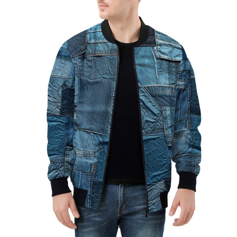 Bomber Jacket Vintage Denim Collage