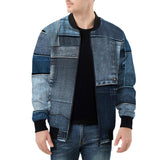 Bomber Jacket Blue Jeans Cloth Texture