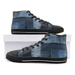 High-Top Canvas Shoes Blue Jeans Cloth Texture