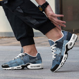 Air Cushion Sneakers Blue Jeans Cloth Texture