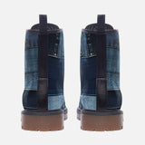 Leather Boots Blue Jeans Cloth Texture