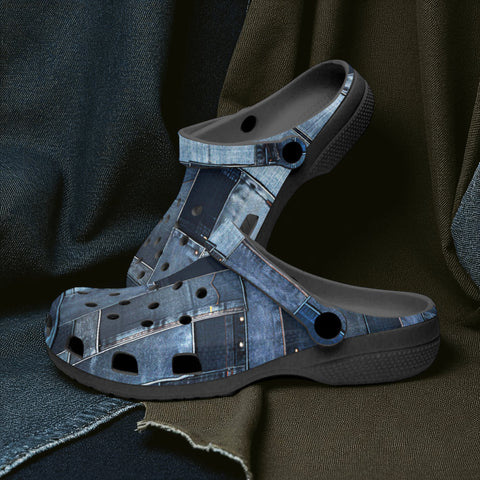 Classic Clogs Blue Jeans Cloth Texture