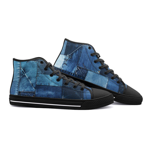 High-Top Canvas Shoes Denim Patchwork