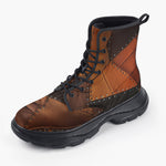 Casual Leather Chunky Boots Leather Patchwork with Stitching