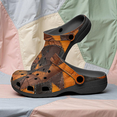 Classic Clogs Leather Patchwork with Stitching