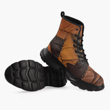 Casual Leather Chunky Boots Leather Patchwork with Stitching
