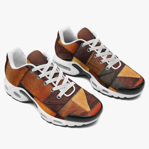 Air Cushion Sneakers Brown Leather Grunge Patchwork