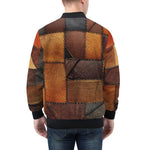 Bomber Jacket Brown Leather Grunge Patchwork