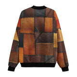 Bomber Jacket Brown Leather Grunge Patchwork