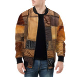 Bomber Jacket Leather Patchwork Collage