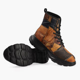 Casual Leather Chunky Boots Leather Patchwork Collage