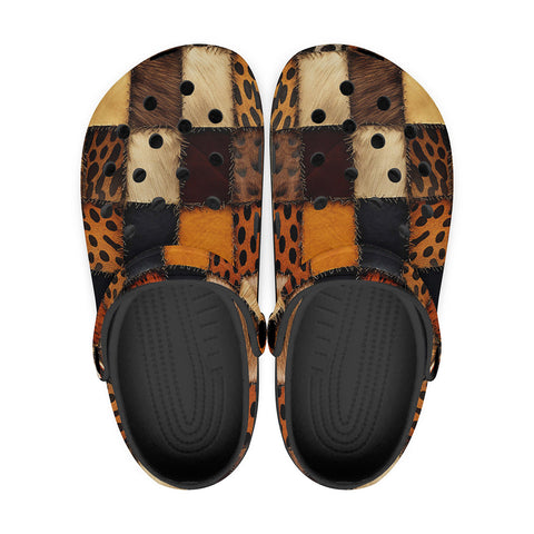 Classic Clogs Safari Animals Grungy Patchwork