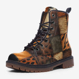 Leather Boots Safari Animals Grungy Patchwork